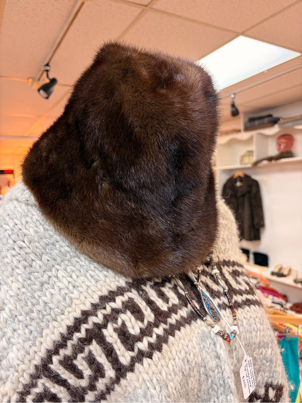 Vintage 1980’s dark brown mink bucket hat